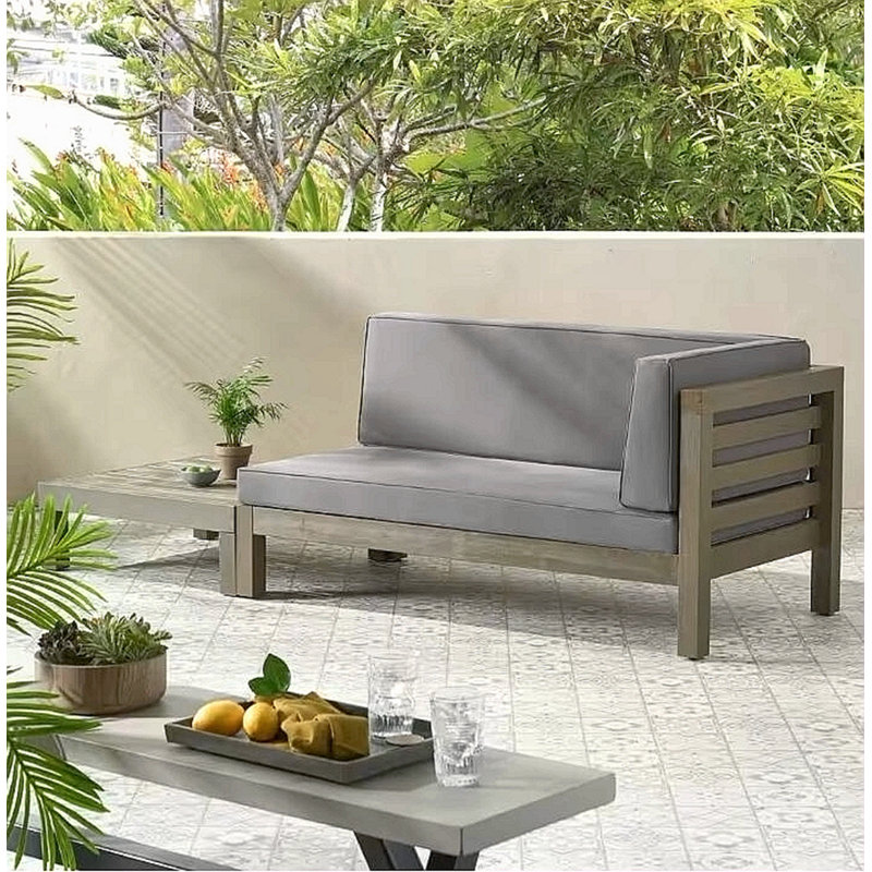 BANC D'ANGLE ET TABLE BASSE, GRIS FONCÉ, Gris foncé