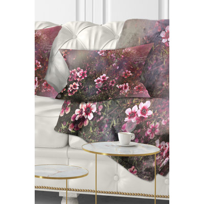 Sakura Japanese Cherry - Floral Printed Throw Pillow