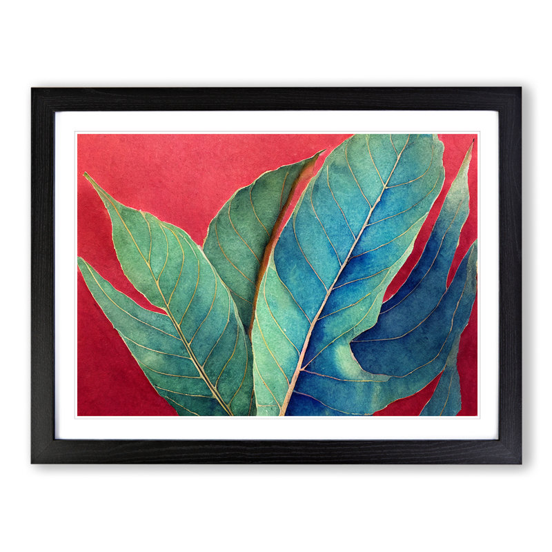Majestic Leaf - Single Picture Frame Print, Black, 34cm H x 46cm W x 2cm D