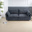 Canapé 2 places avec chargement USB, canapé compact moderne en chenille bleue pour appartement-406284744