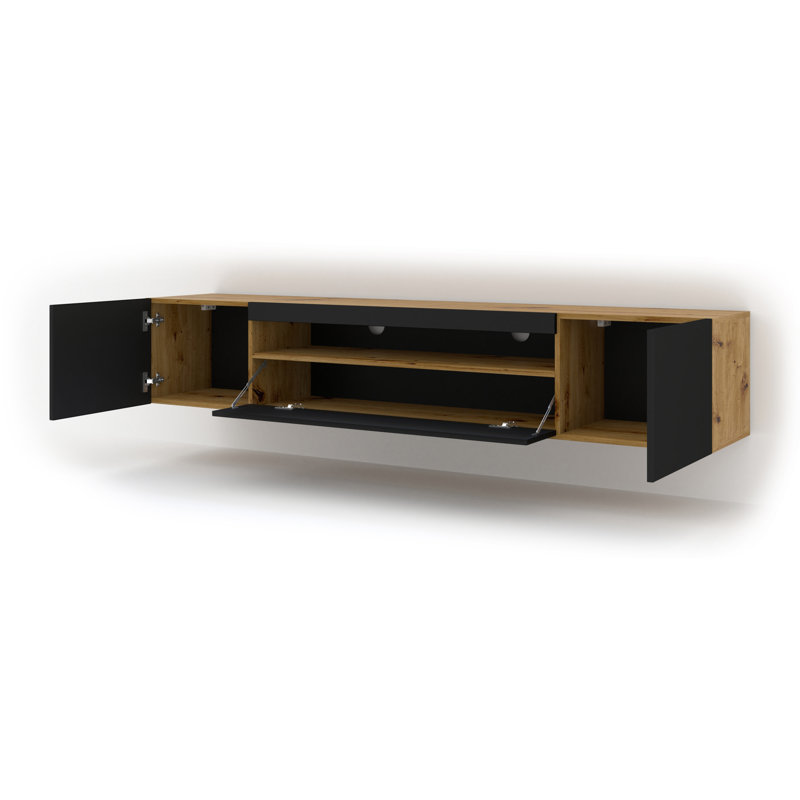 Carty TV Stand, Oak/Black Matt