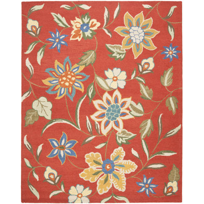 Emrick Hand Hooked Wool Floral Rug