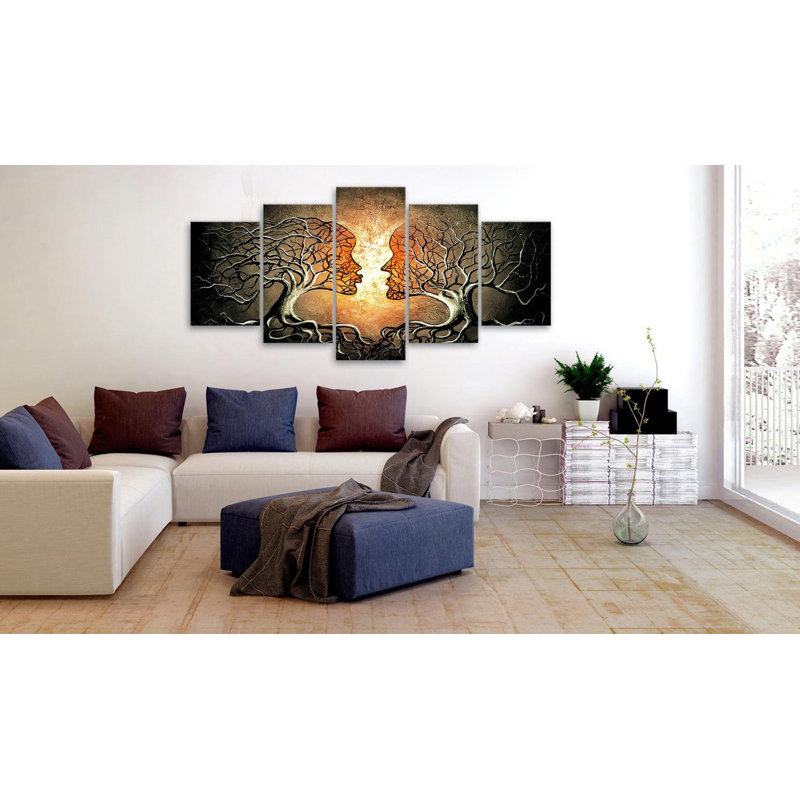 Love Entanglement - 5 pièces, impression sur toile tendue, H 40 po x l 80 po x P 1 po