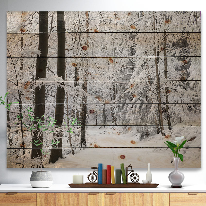 Forêt d'hiver dense et allée Forêt d'hiver dense et allée - peinture sur, H 24 po x l 36 po x P 1 po