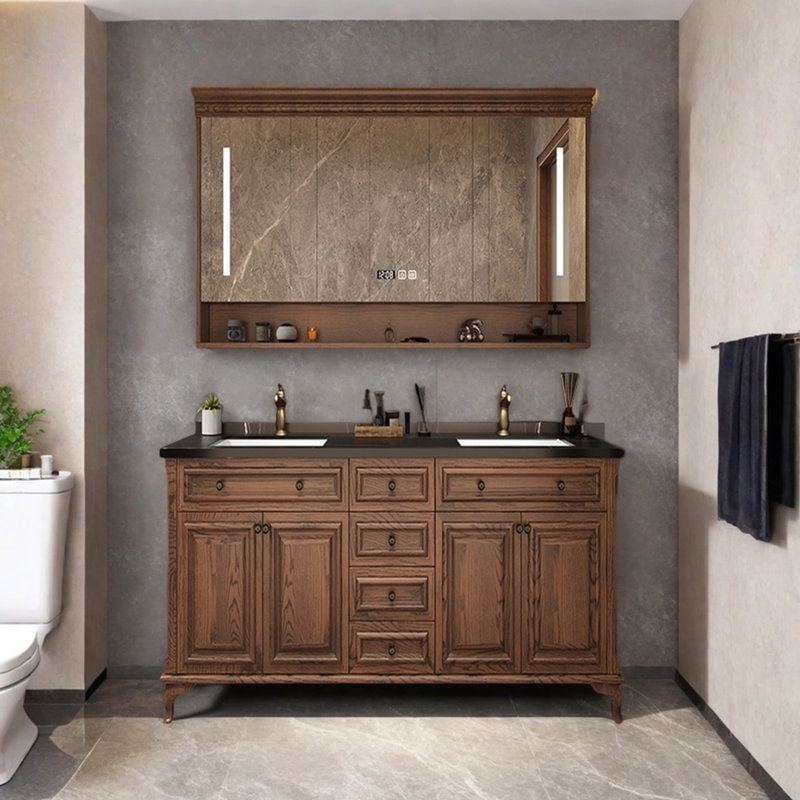 American retro upscale bathroom cabinet, 31.5" H x 51.1" W x 21.6" D
