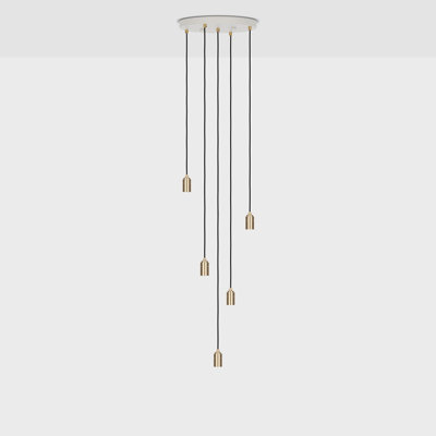 Five Canopy White With 5 Brass Pendants US