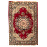 Hand Knotted Wool Area Rug in Red And Blue