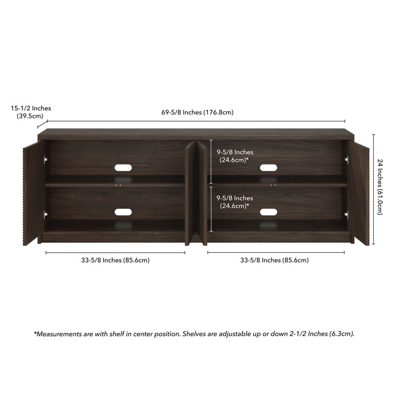 Aurimas Rectangular TV Stand for TV's up to 78", Dark Brown