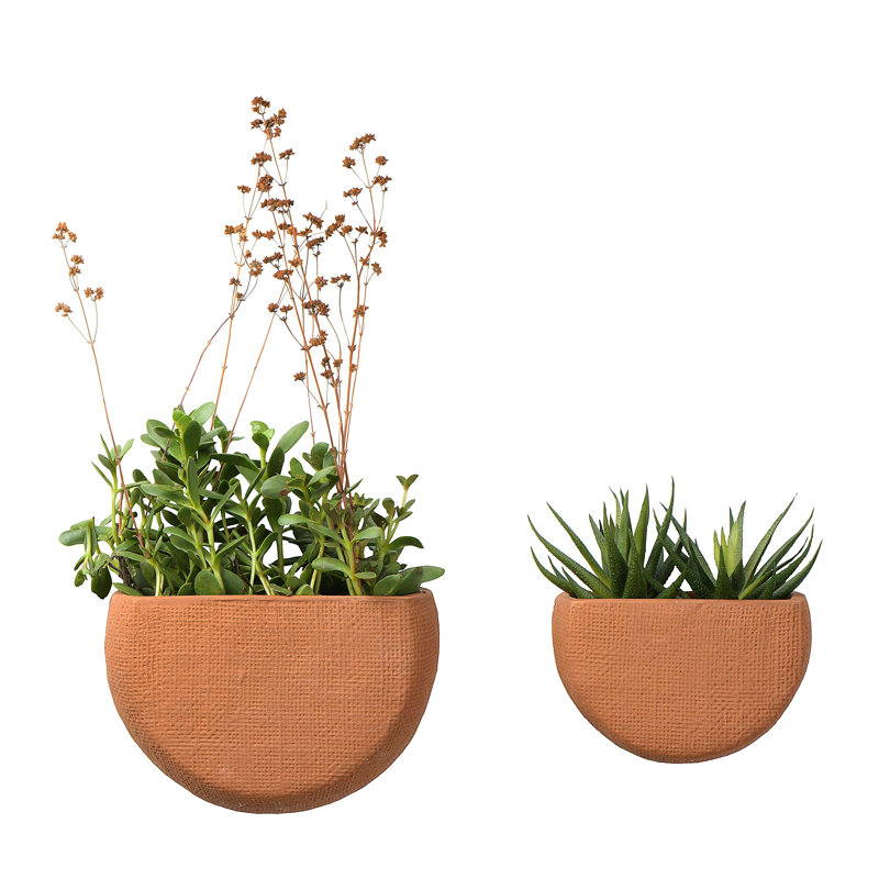 Half-moon Wall Planters Ceramic Wall Planter, Orange