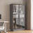 Cabinets, Modern 60.6'' Tall Display Cabinet with LED Lights, Adjustable Shelves &amp; 2 Drawers – Slate Gray Tempered Glass Door Storage for Hallway Living Room Office | MDF | Tempered Glass