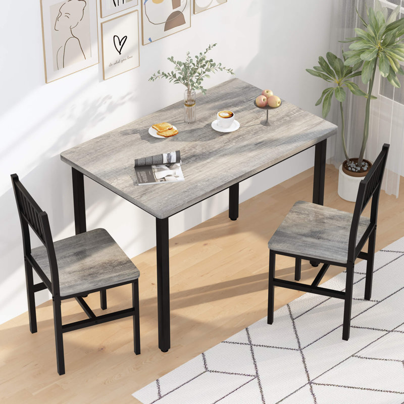 Ensemble de salle à manger rectangulaire L 35,4 po x l 23,6 po Mareile, Gris