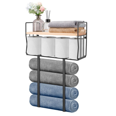 Wall Mounted Towel Racks with Storage Basket