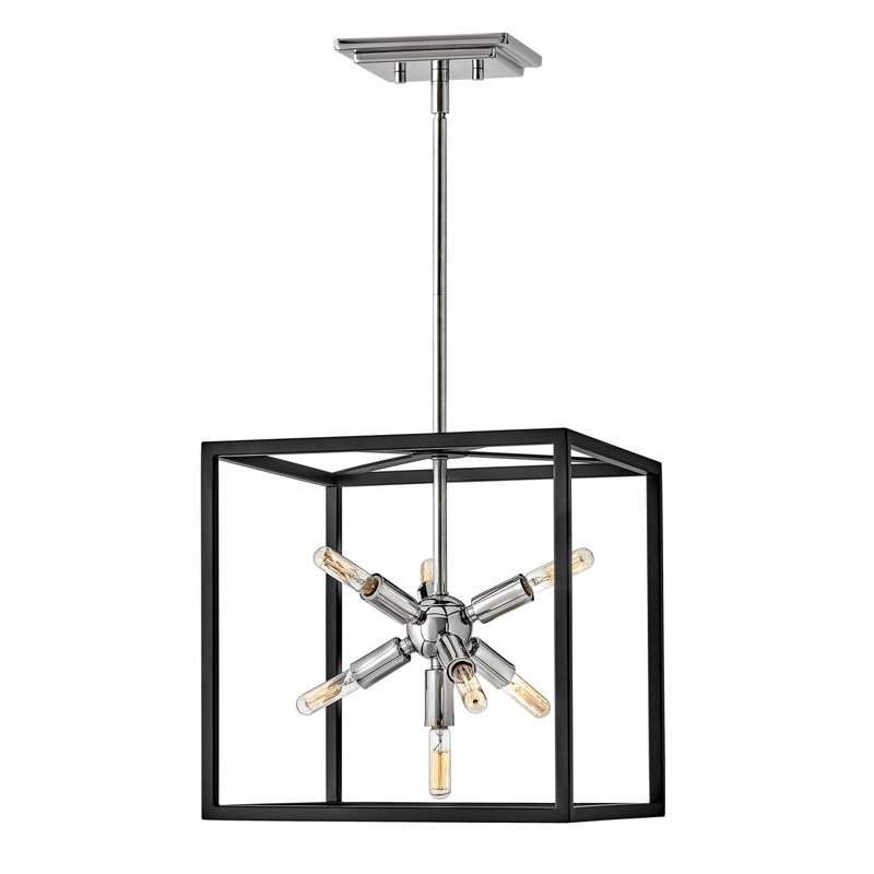 Aros 7-Light Convertible Cube Pendant By Lisa McDennon, Black/Polished Nickel