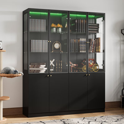 78.7" H 8-Door Glass Display Stand With LED Lighting by Wrought Studio