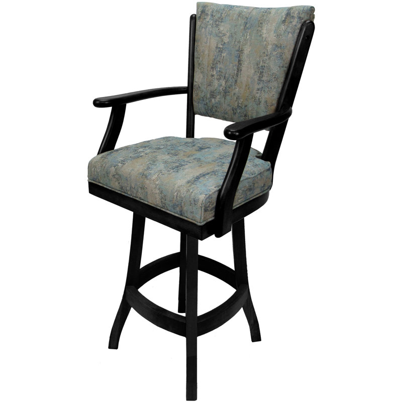 Irminger Classic Swivel Wood Extra Tall Stool, Blue Polyester Blend/Black Frame, Extra Tall (34" Seat Height)