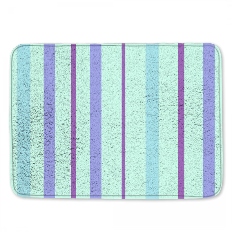 Tapis de bain mauve à rayures verticales, L 24 po x L 17 po