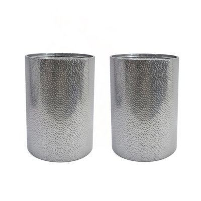 Set of 2 Hammered Metal Side Tables