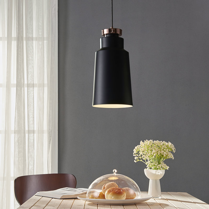 Deangalo 1 - Light LED Single Pendant, 96.6" H x 8" W x 8" D, Black, Black