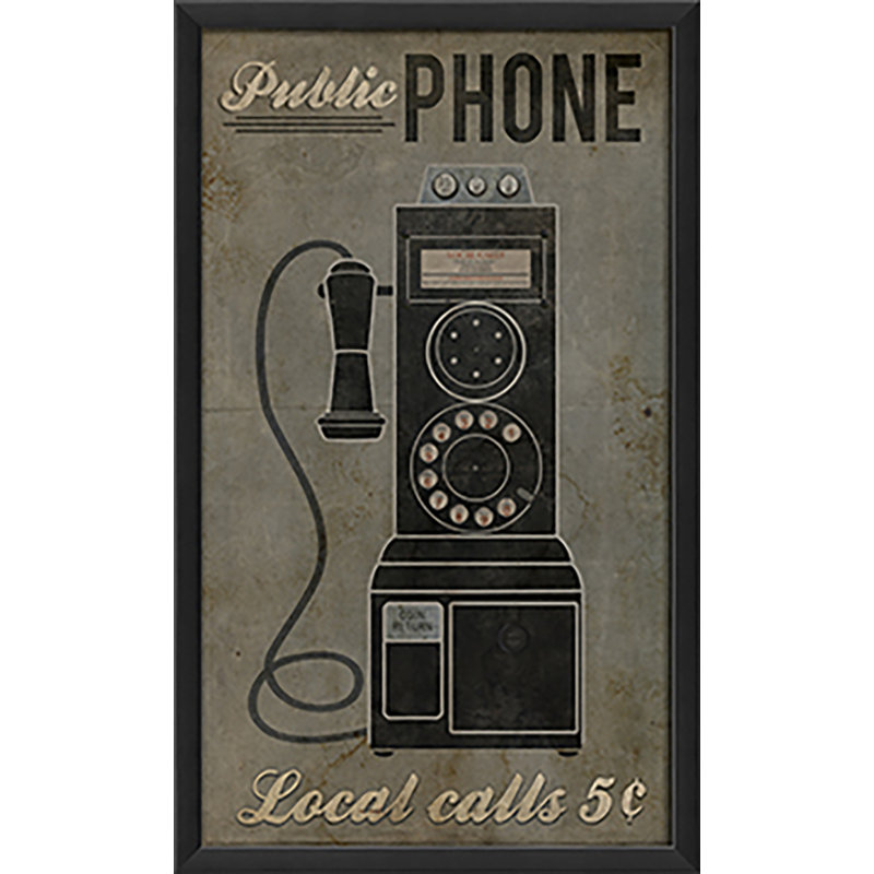 Publicité rétro encadrée pour téléphone public