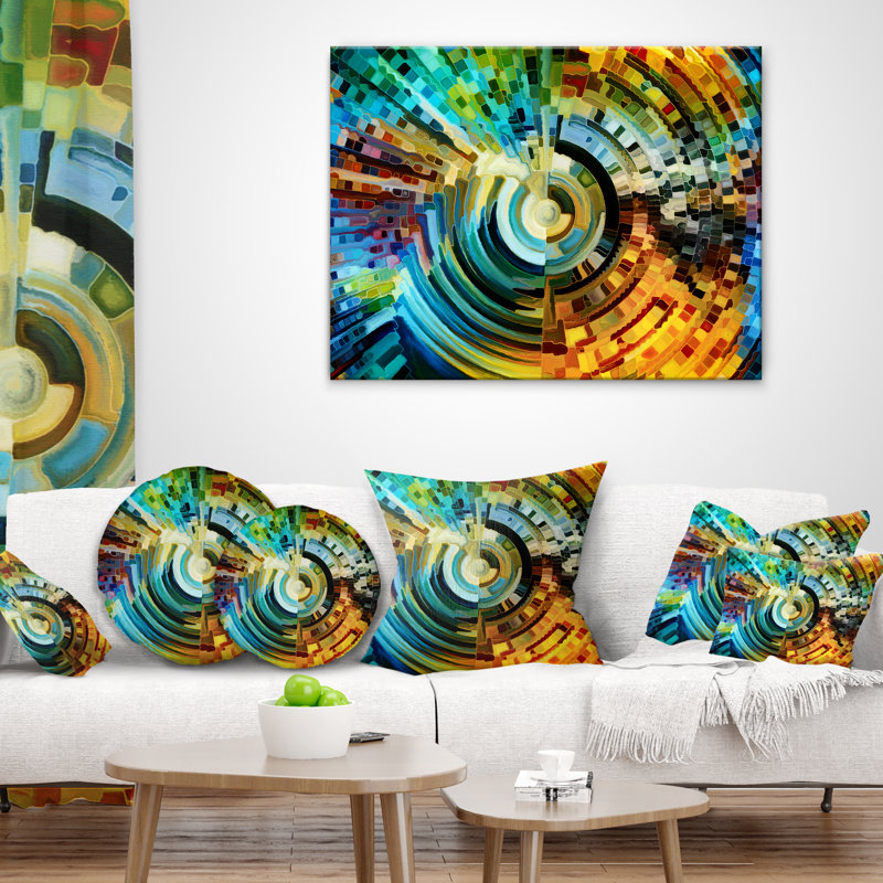 Sentiers de vitrail - Coussin imprimé abstrait, 16 po x 1 po, Coussin décoratif