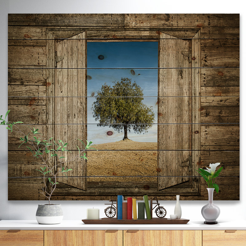 «Window Open to Solitaire Tree», impression, H 30 po x l 40 po x P 1,5 po, Bois