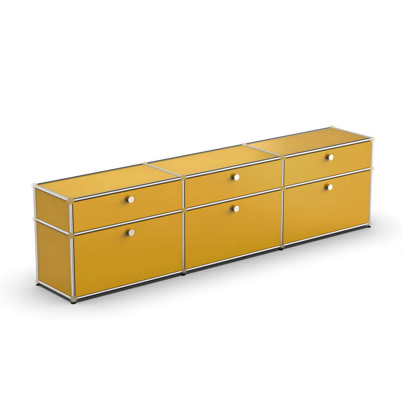 Rangement avec table de chevet et tiroir, Jaune