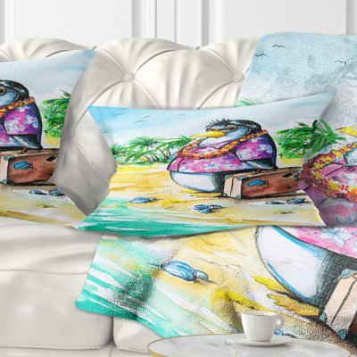 Coussin lombaire pingouin satisfaction des fêtes sur la plage