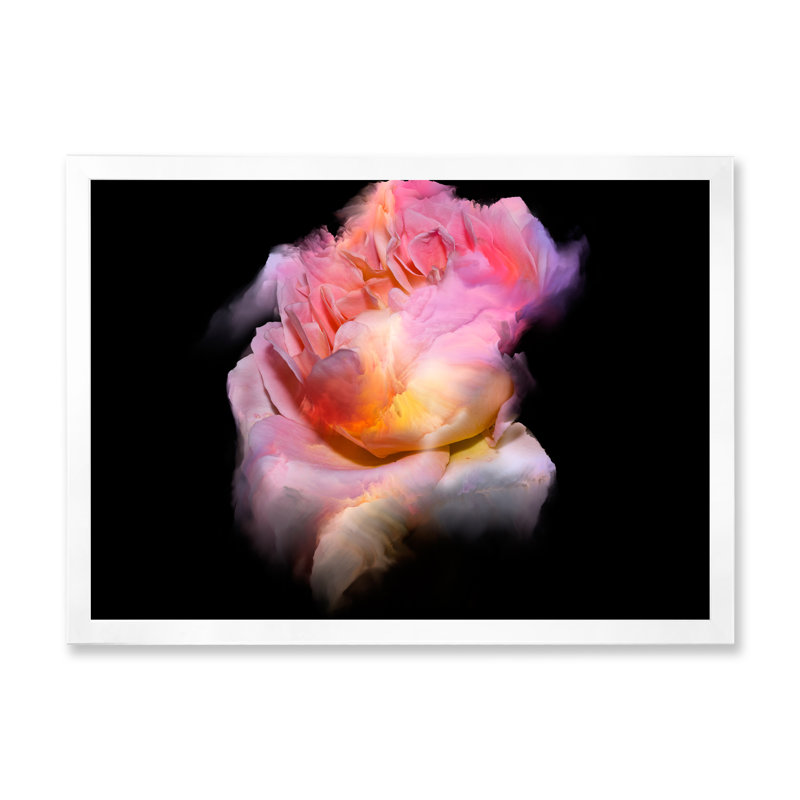 Multi Fractal Flower - reproduction d'art sur toile tendue, H 8 po x l 12 po x P 1 po, Cadre photo blanc