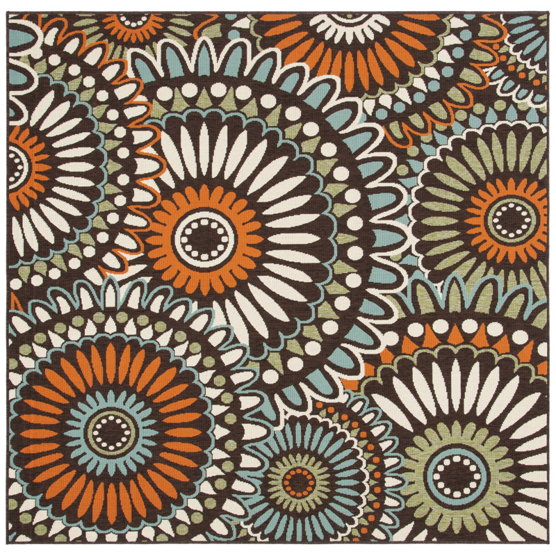 Centeno Performance Floral Indoor/Outdoor Area Rug, Square 5'3"