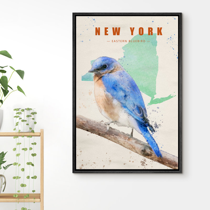 Oiseau bleu de New York IDÉE4WALL, Noir, H 24 po x l 16 po x P 1,5 po