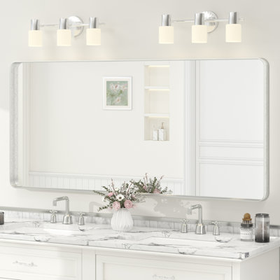 Molly Tempered Glass and Metal Framed French Cleat Mounted Wall Bathroom / Vanity Mirror