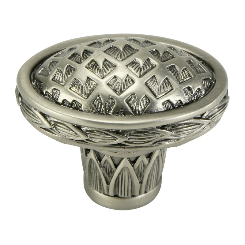 THAMES OVAL KNOB IN  PLATE, Antique Silver