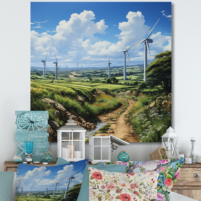 Dessin d'analyse d'une éolienne - Reproduction d'art mural d'éoliennes, H 30 po x l 30 po x P 1 po, Toile tendue