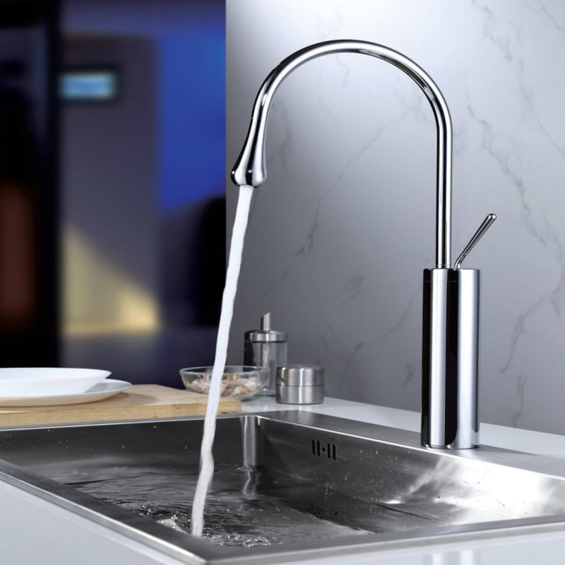 Robinet de lavabo de salle de bain à poignée simple Juno, Chrome chrome