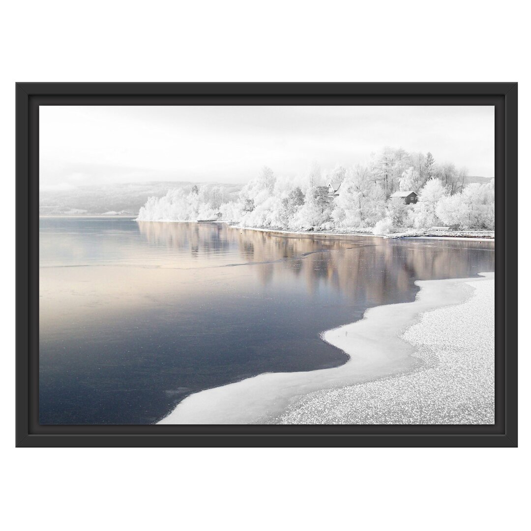 Gerahmtes Wandbild Winterlandschaft Wald Schnee