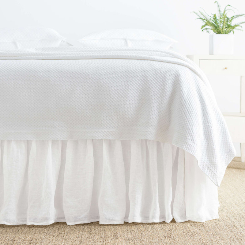 Savannah Linen Gauze White Bed Skirt, Twin