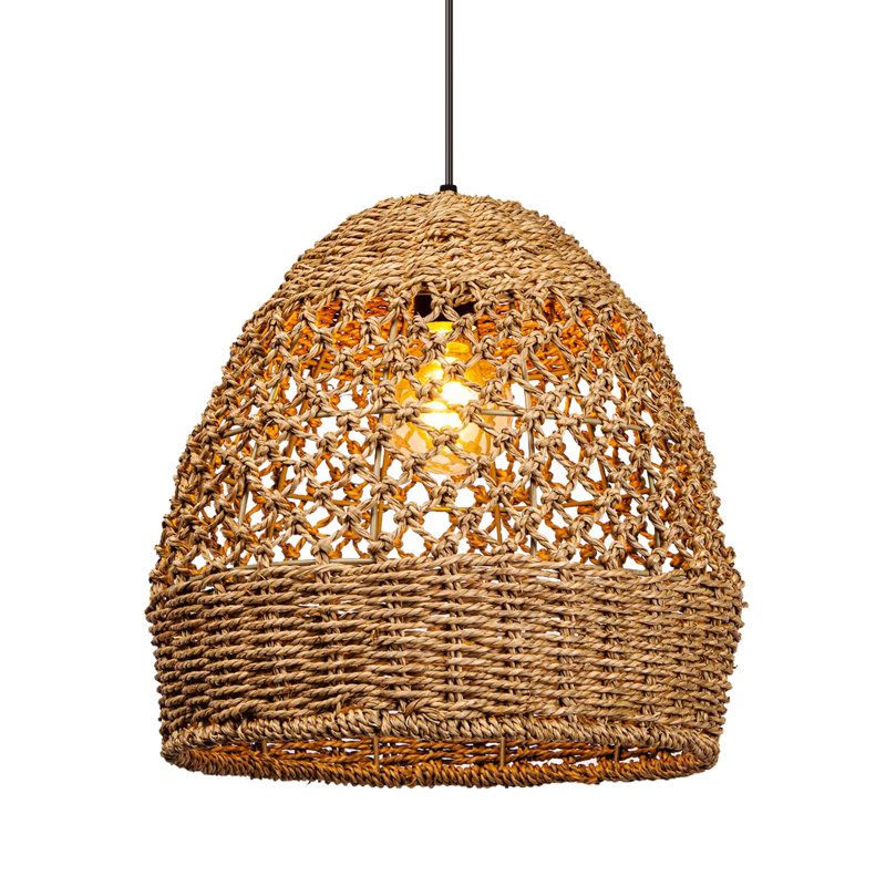 Artibrannan 1 - Light Seagrass Dome Pendant, 15.74" H x 15.74" W x 15.74" D