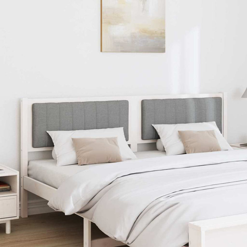 Solid Wood Headboard, DE Size - 180 x 220 cm, White, Light Grey