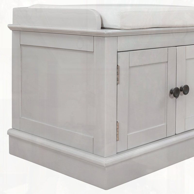 Entryway Shoe Bench with Removable Cushion, Gray