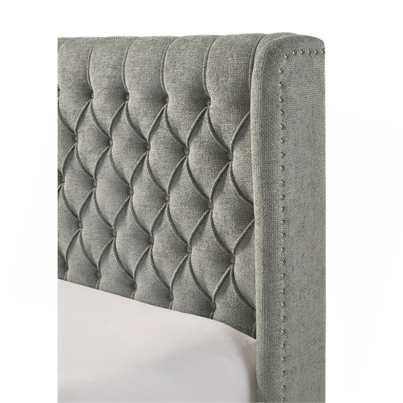 Tête de lit tapissier 1pc, Grand lit, Gris