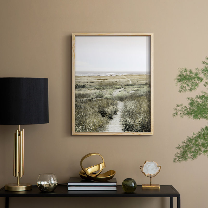Reproduction encadrée, "Sentier au paradis" - bois massif, Naturel, H 11 po x l 9 po