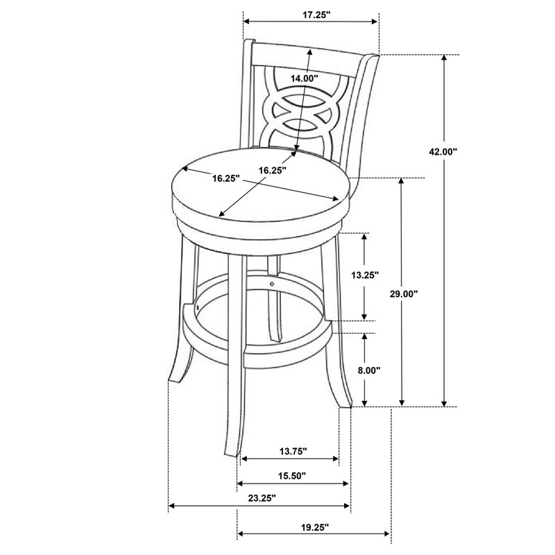 Tabouret pivotant en bois Calecita Cappuccino (ensemble de 2), Tabouret de bar (hauteur du siège: 30 po)