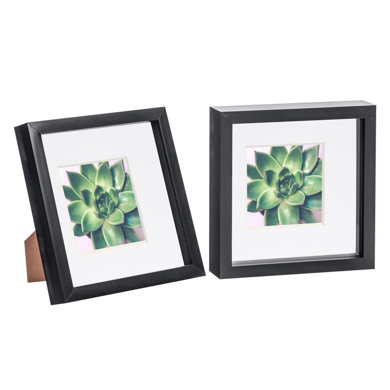 Nicola Spring - 3D Box Photo Frames - Mount, Dark Wood/Black, 22.5cm H x 22.5cm W x 3.5cm D
