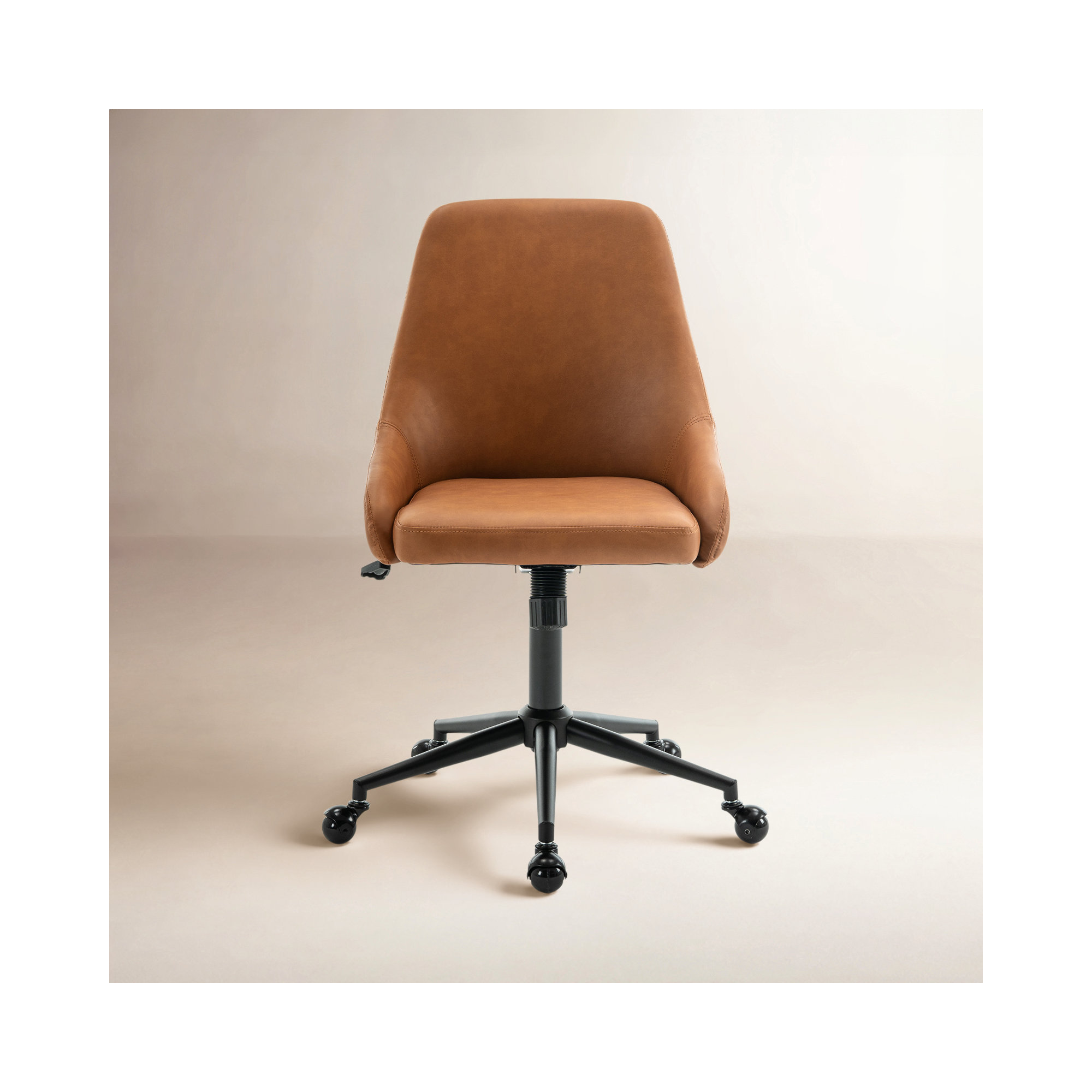 Vanora Swivel Office Chair,  Brown Faux Leather