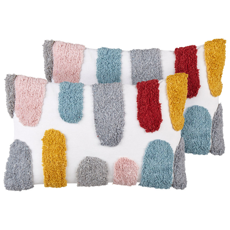 Matamoros Geometric White Square Cushion