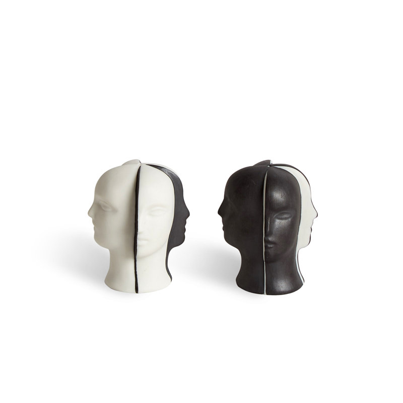 Atlas Black and White Porcelain Salt & Pepper Set
