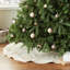 Handmade Christmas Tree Skirt in Natural Linen - Pastel Snowflakes - 60"