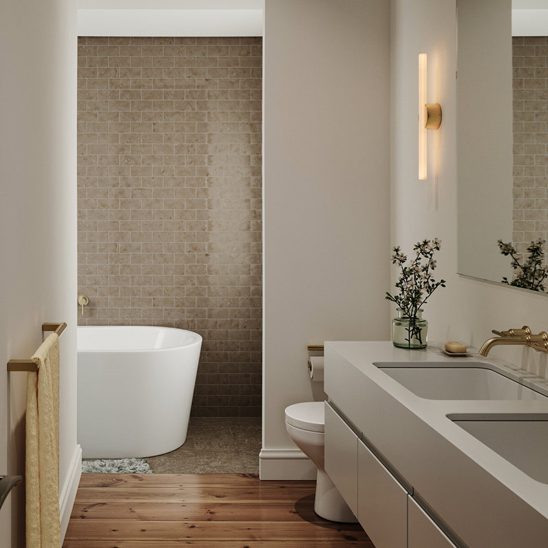 Kilter Wall Light Dark Grey IP44, Brass