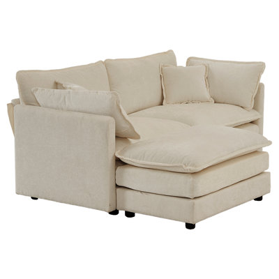 Chenille With In Beige, Solid Wood Construction, Breathable Fabric, Cozy Seating , Frame & Comfortable Upholstery