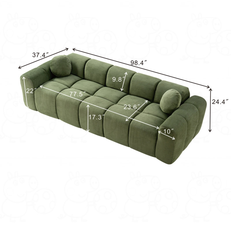 98.4" Extra Large Compression Sofa, Green